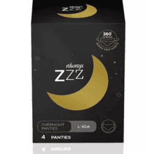 Always Zzz Disposable Overnight Period Underwear For Women Size L 4 pc 