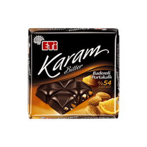 Eti Karam %54 Kakaolu, Portakallı & Bademli Bitter Çikolata 80 Gr