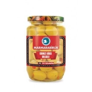 Marmarabirlik Yeşil Zeytin Kırmızı Biber Dolgulu Bardak 400 Gr