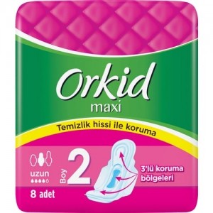 Orkid Maxi Uzun Ped 8 Adet 