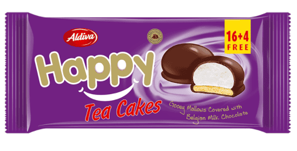 Aldiva Happy Tea Cakes Çikolata Kaplı & Karamel Dolgulu Marshmallowlu Bisküvi 240 Gr