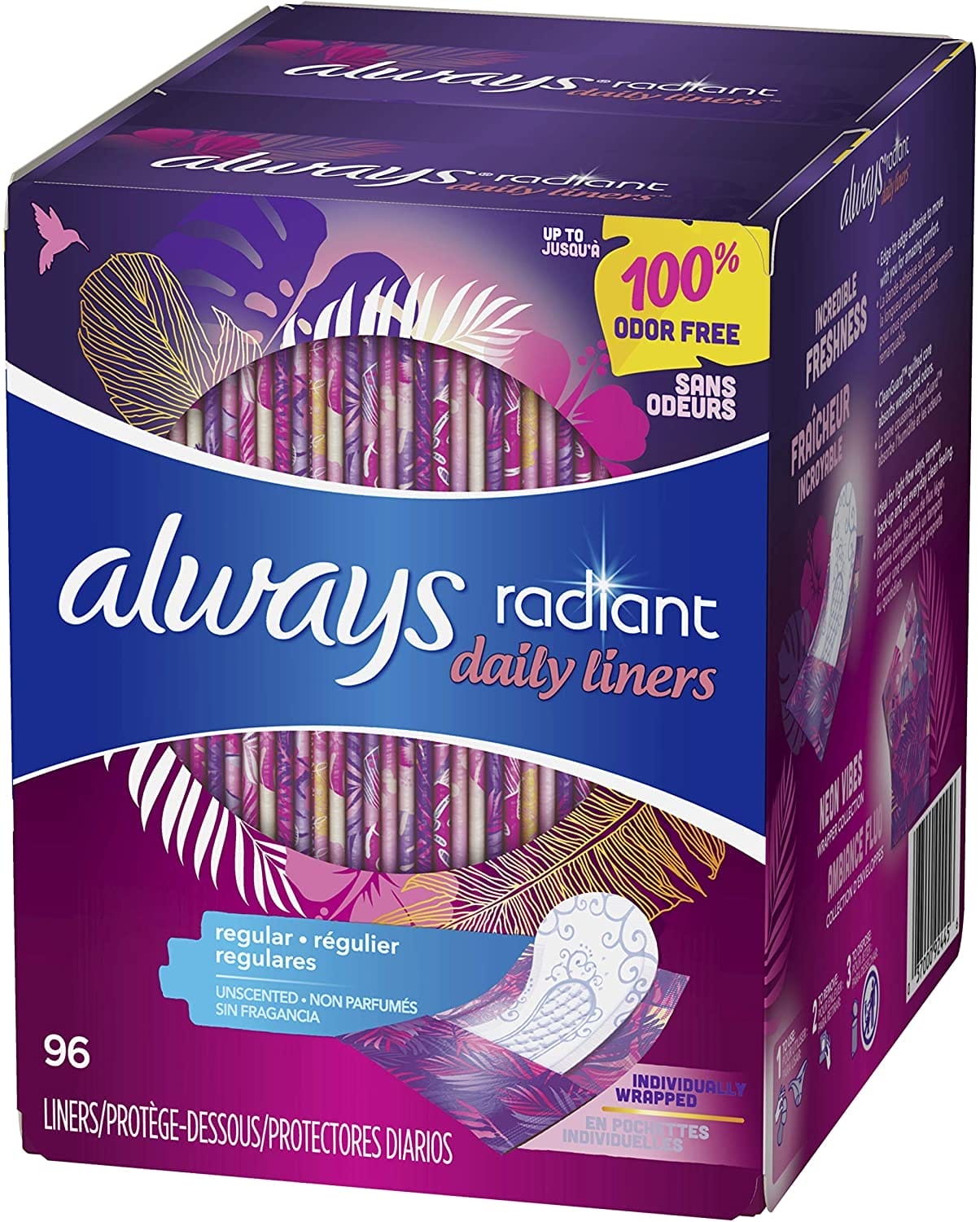 Always Radiant Daily Liners 96 pc 