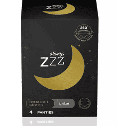 Always Zzz Disposable Overnight Period Underwear For Women Size L 4 pc 