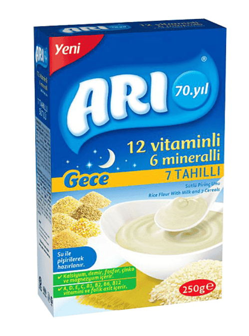 Arı Baby Food Rice Flour With Milk And 7 Creals 250 gr 