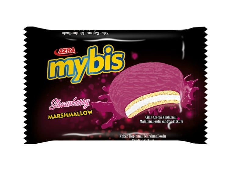 Azra Bisküvi Mybis Çilek Kaplamalı Marshmellow 25 Gr