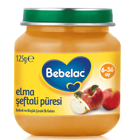 Bebelac Apple Peach Puree Baby Food 125 gr 