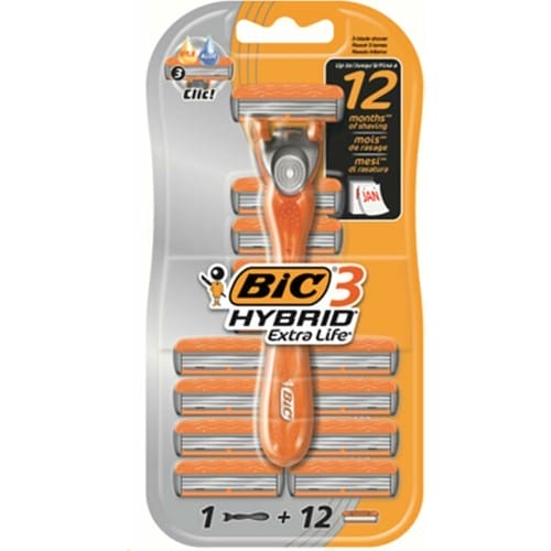 Bic Blister Bag Triple Blade Hybrid Extra Life 12 pc 