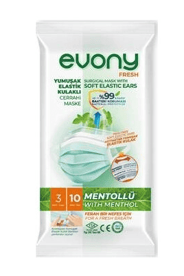 Evony Soft Elastic Ear Surgical Mask Menthol 10 pcs