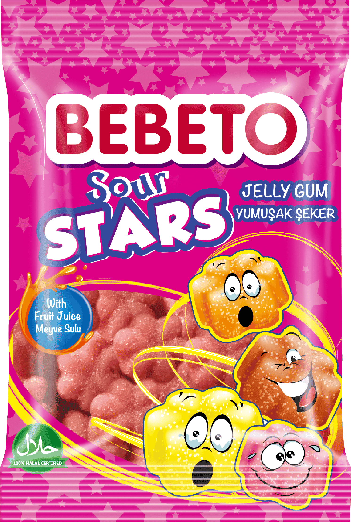 Kervan Gıda Bebeto Jelly Candy Sour Stars  40 Grx12