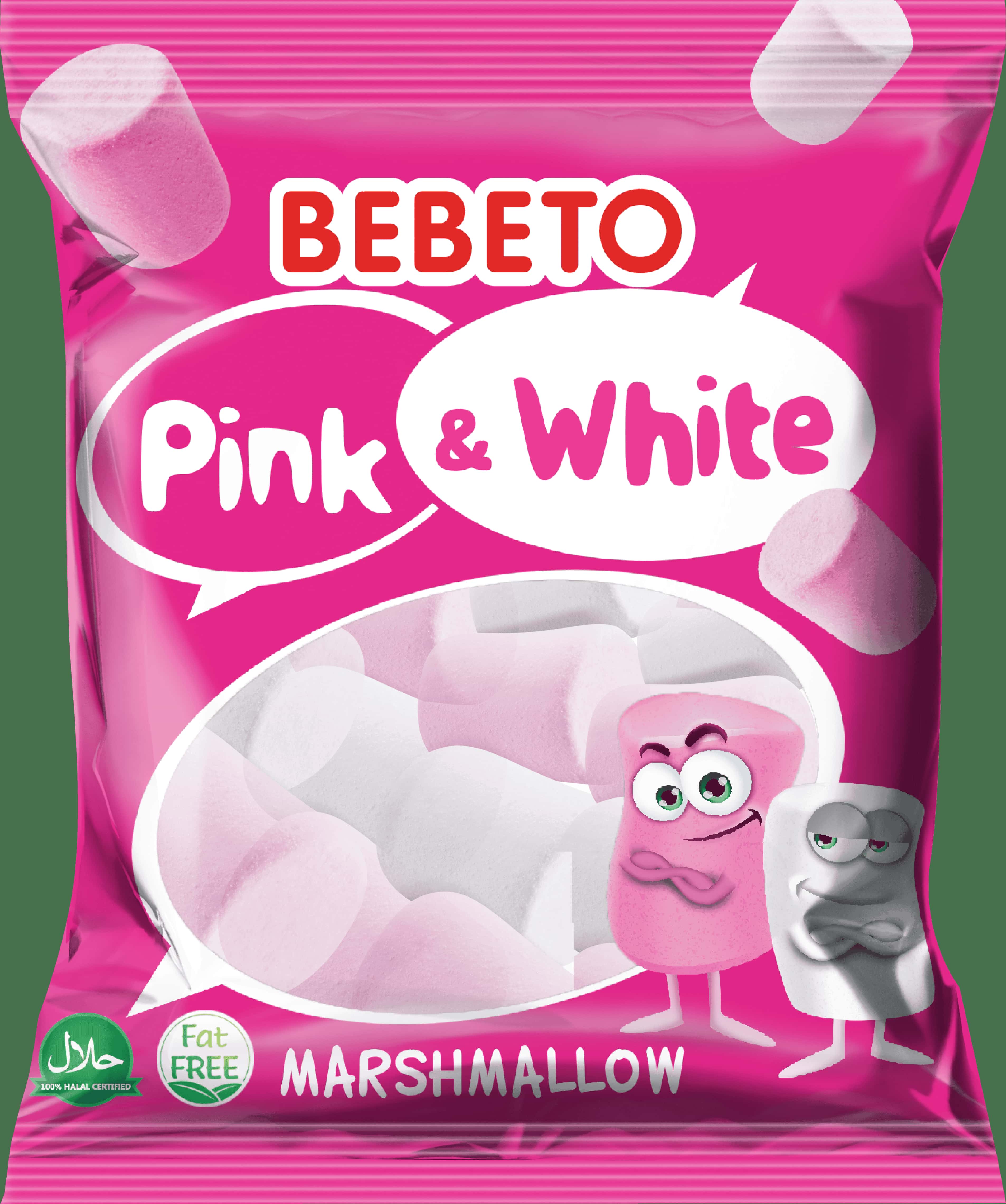 Kervan Gıda Bebeto Marshmallow Candy Pink And White 60 Grx12