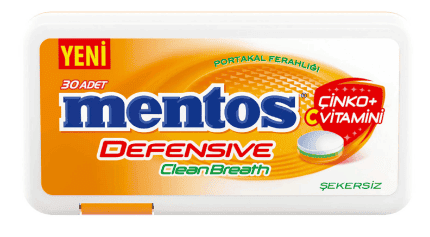 Mentos Defensive Clean Breath C Vitaminli Plastik Dispenser Portakallı Şeker 21 Gr