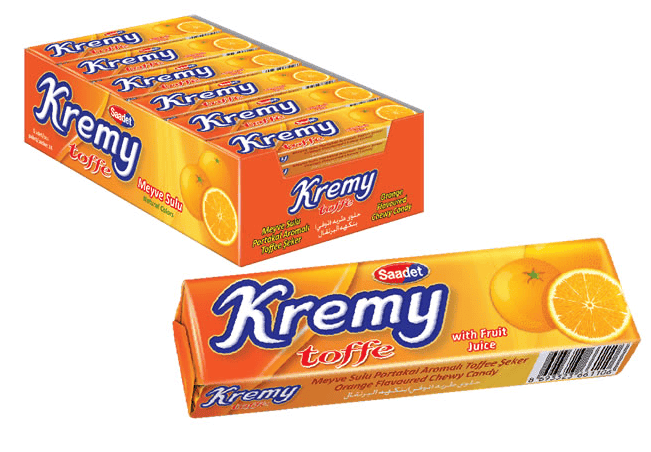 Saadet Kremy Orange Flavoured Toffee Candy 25 gr 