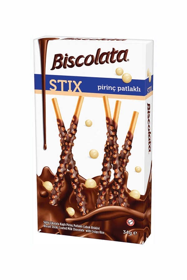 Şölen Biscolata Stix Sütlü Çikolata Kaplamalı Pirinç Çıtır Çubuk Bisküvi 34 Gr