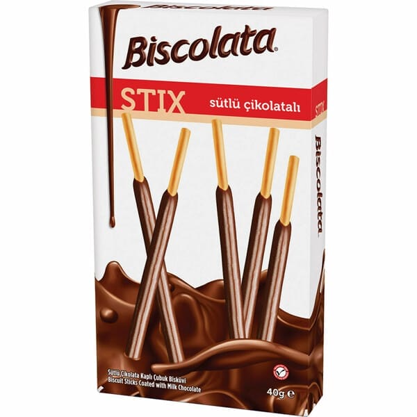 Şölen Biscolata Stix Sütlü Çikolata Kaplamalı Çubuk Bisküvi 40 Gr