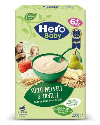 Ülker Hero Baby Sütlü Meyveli 8 Tahıllı Bebek Maması 200 Gr