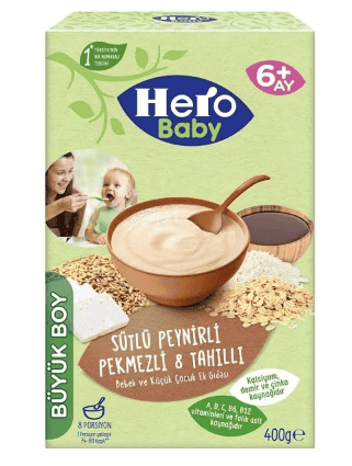 Ülker Hero Baby Sütlü Peynirli Pekmezli 8 Tahıllı Bebek Maması 400 Gr