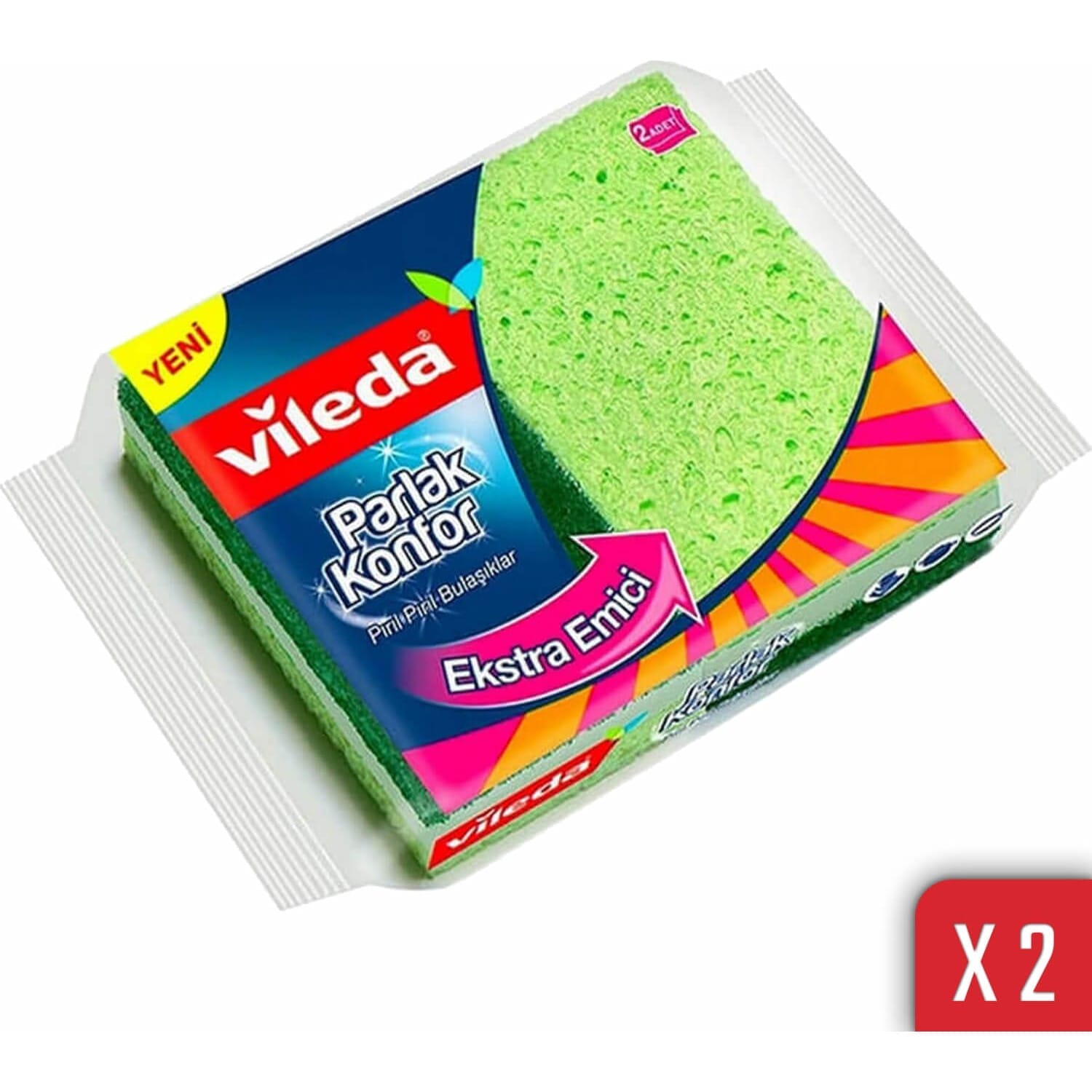 Vileda Gloss Comfort Corrugated Sponge 2 pc 