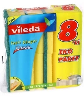 Vileda Green Corrugated Sponge Economic Packet 8 pc 